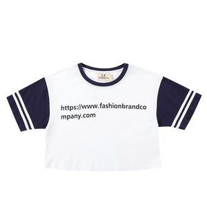 Women's White and Black Crop Top